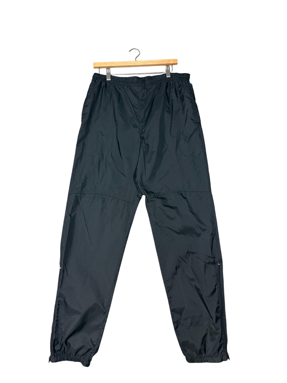 Vintage 90s Nike Track Pants Mens Medium Black Elastic Waist Zip Ankle Joggers